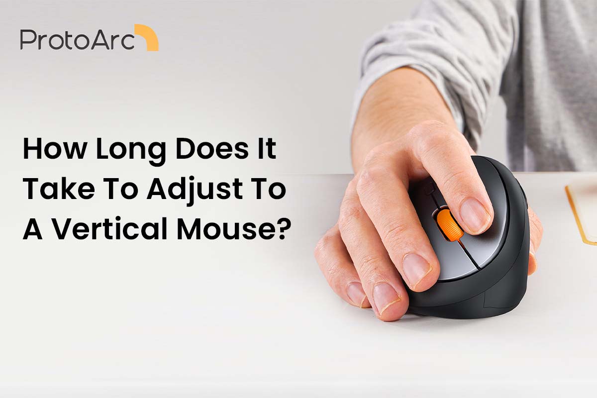 Desk setup with a mechanical round-key keyboard and a vertical ergonomic mouse.