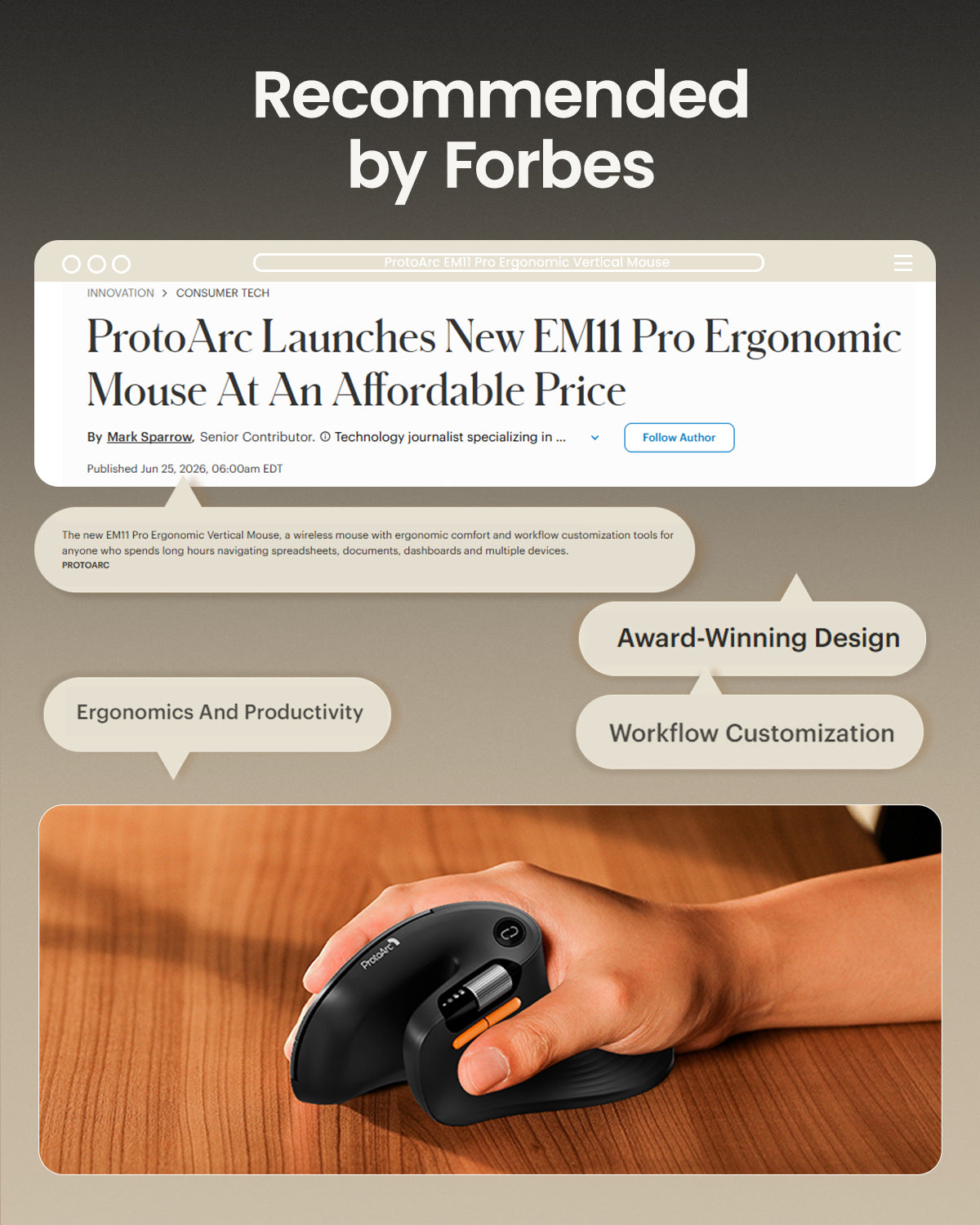 EM11 Pro Ergonomic Vertical Mouse