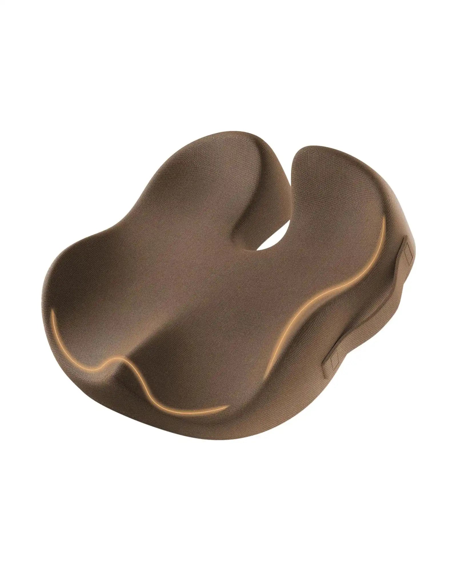 SC Butterfly Ergonomic Seat Cushion in brown, made of cotton and memory foam with pressure relief design.