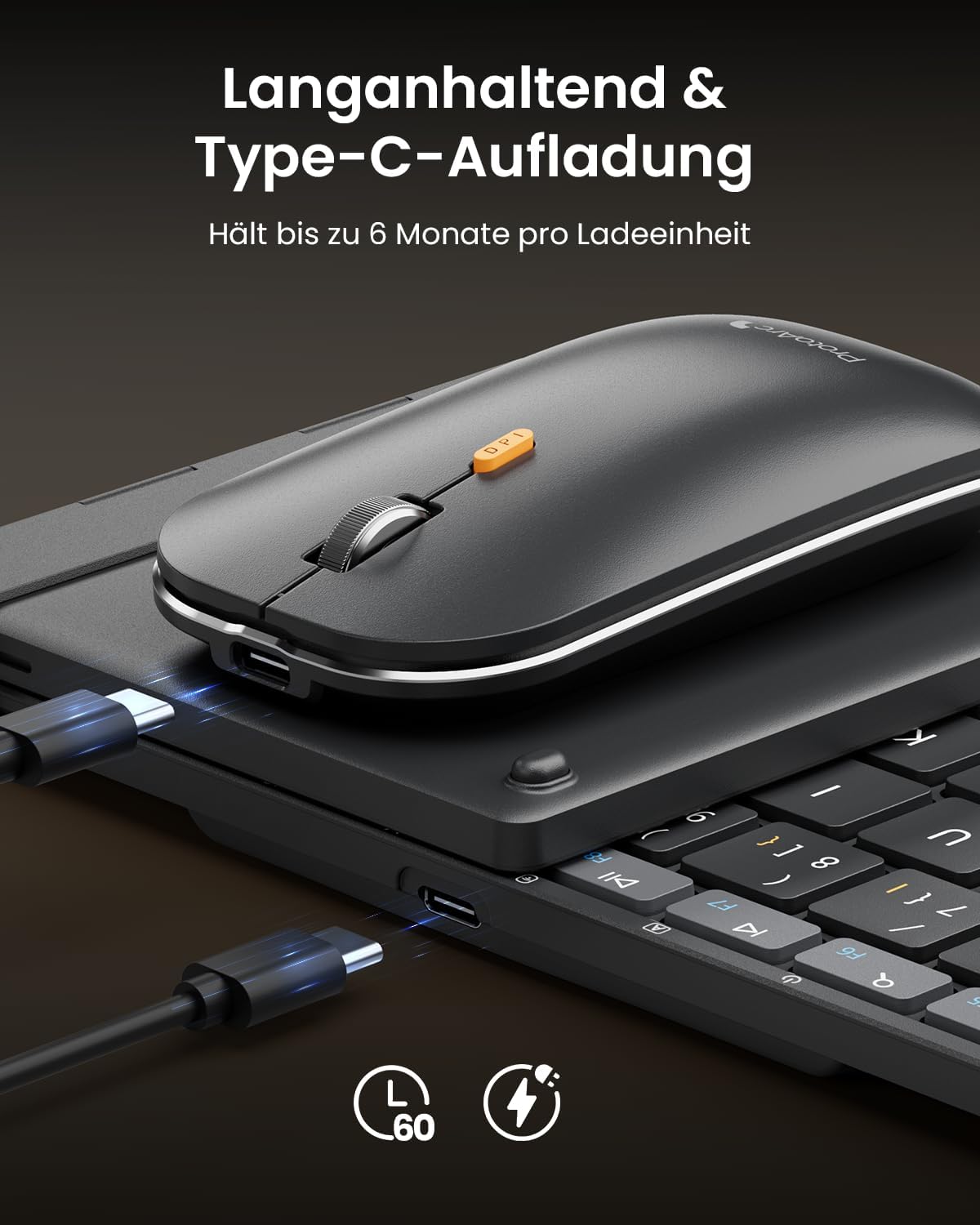 XKM01 CaseUp faltbare Tastatur & Maus & Ständer Combo (DE Layout)