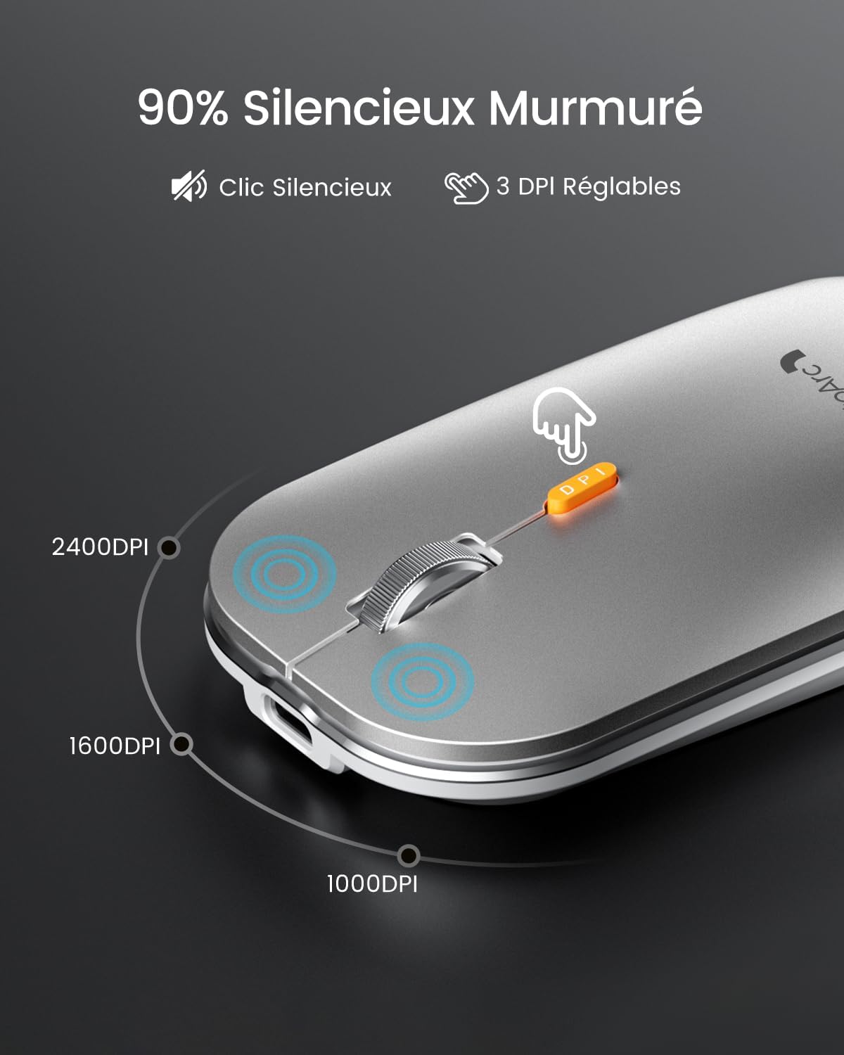 KM100-A Ensemble clavier et souris fins rétroéclairés pour Mac (Disposition FR)