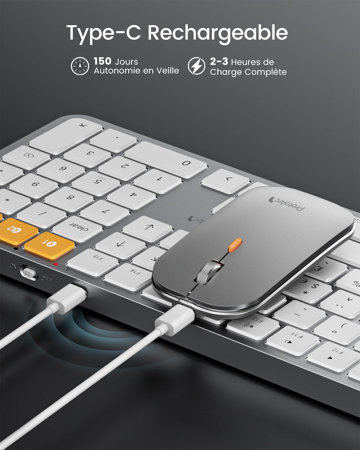KM100-A Ensemble clavier et souris fins rétroéclairés pour Mac (Disposition FR)