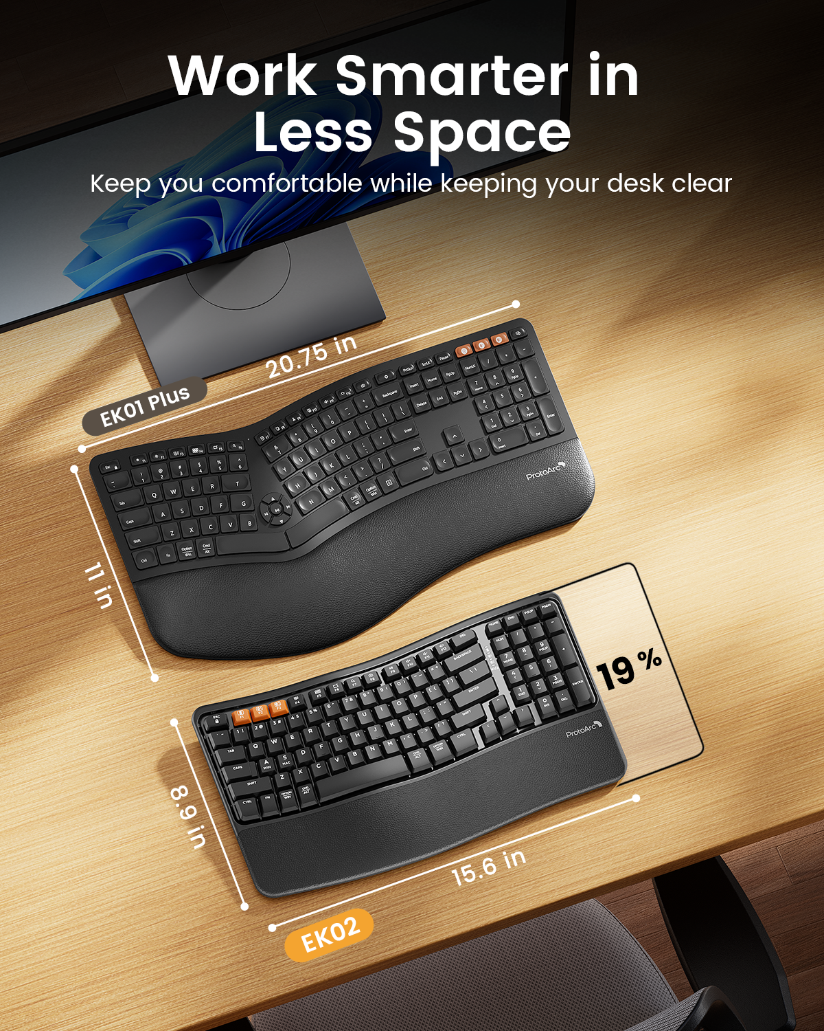 EK02 Wave Keys Ergonomic Keyboard
