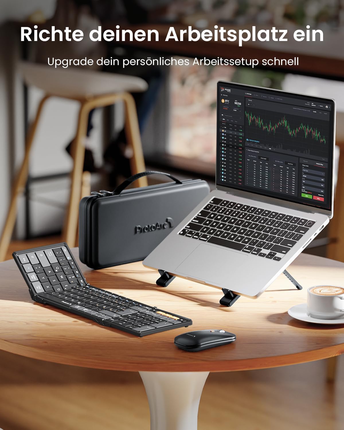 XKM01 CaseUp faltbare Tastatur & Maus & Ständer Combo (DE Layout)