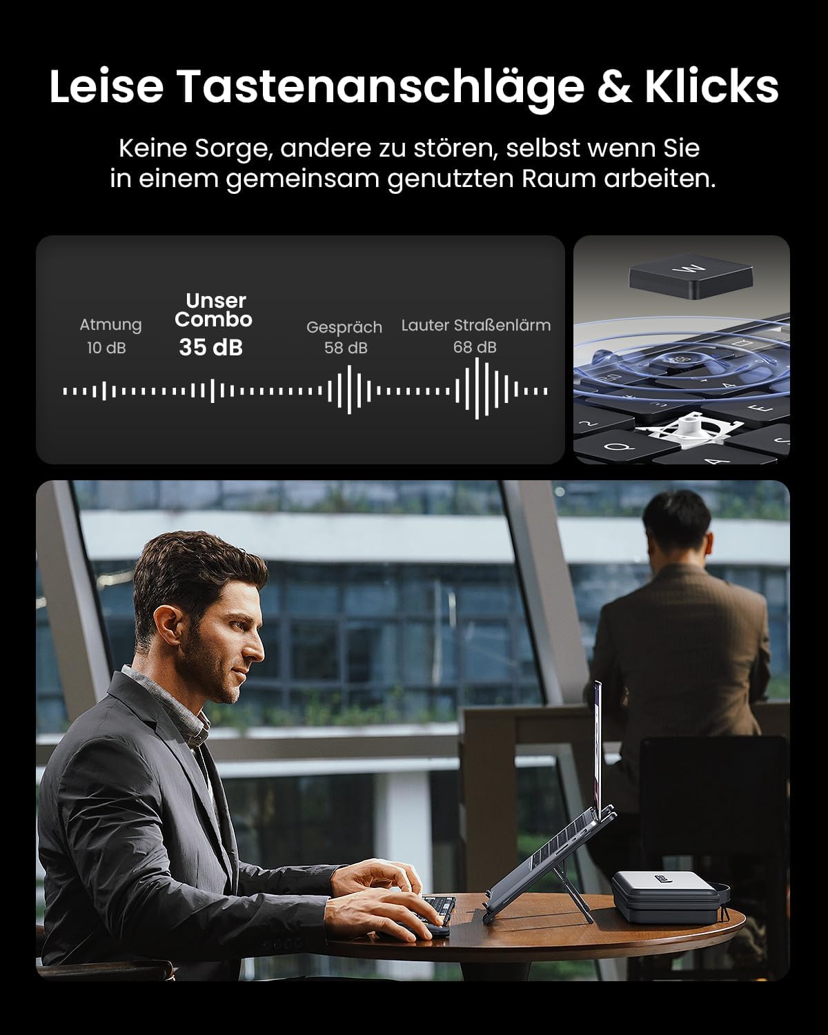 XKM01 CaseUp faltbare Tastatur & Maus & Ständer Combo (DE Layout)