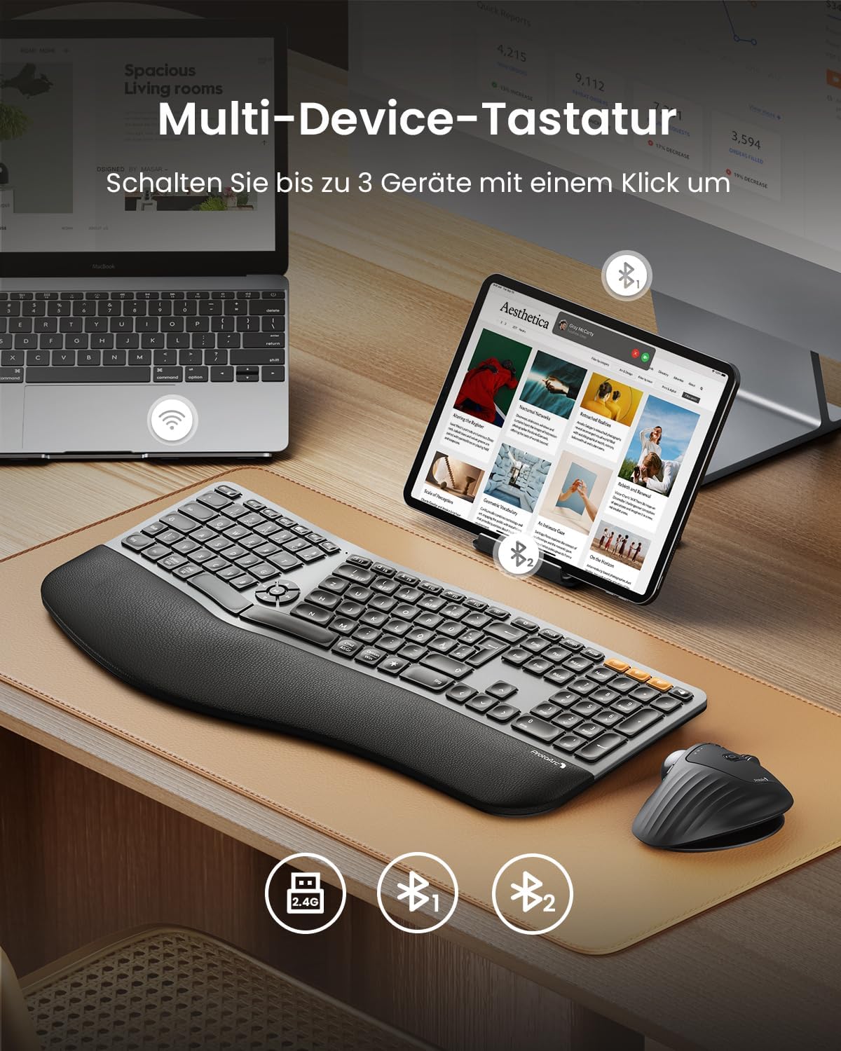 EK01 Plus Ergonomische Geteilte Tastatur (DE Layout)
