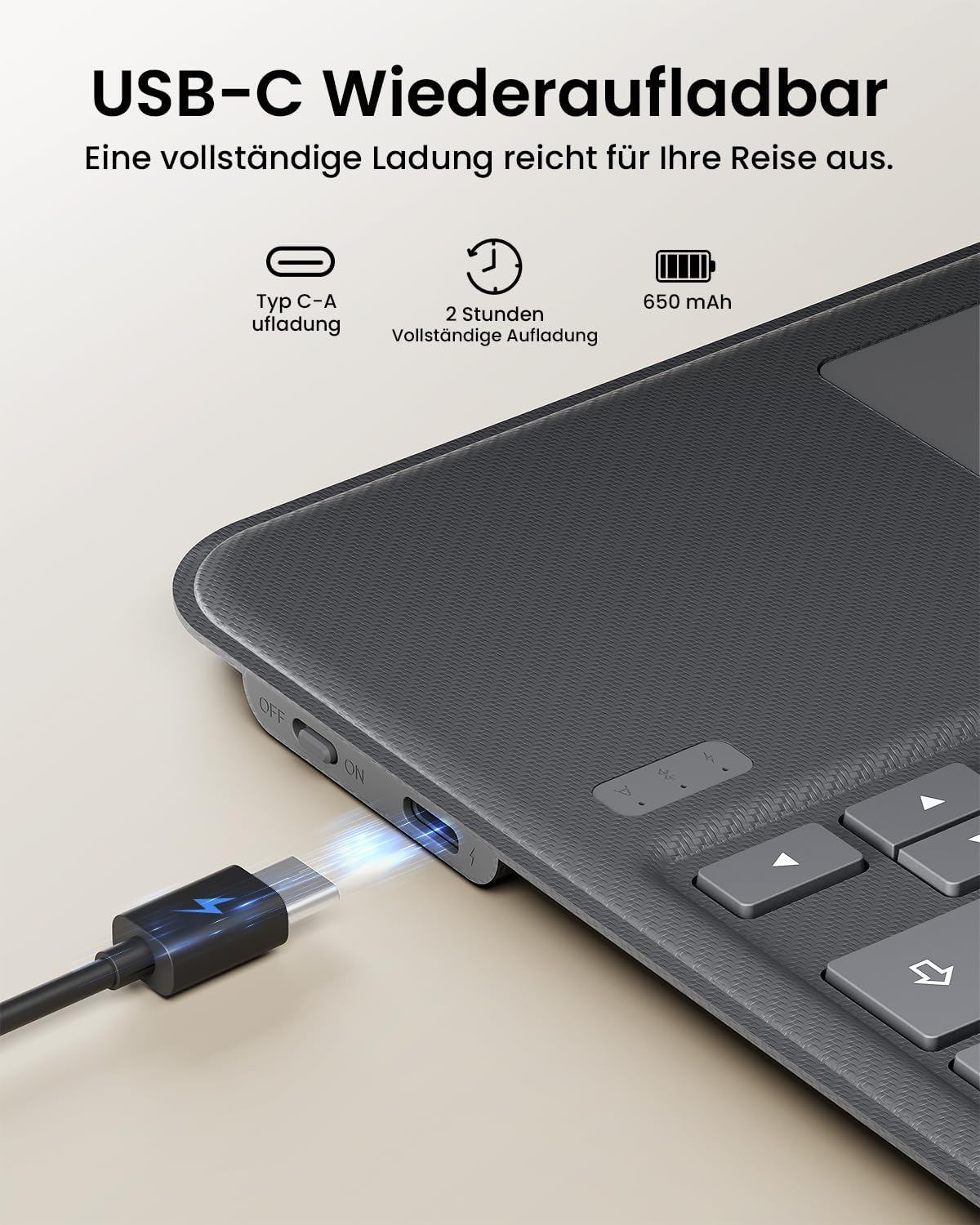 ProtoArc TK500 Case with Keyboard iPad Air 11 M3/M2, Magnetic QWERTZ DE | Clickable Trackpad, for iPad Pro 11, FR4 Plate, Apple Pencil Holder, 4 Modes, Grey