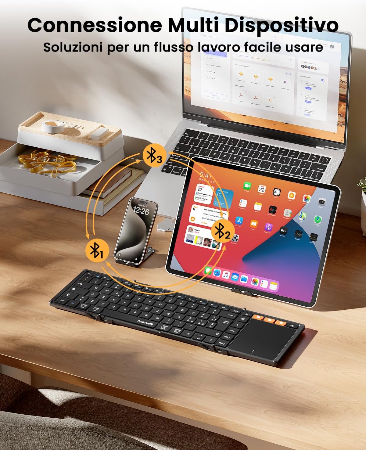 Tastiera Pieghevole XK01 TP con Touchpad (Layout IT)