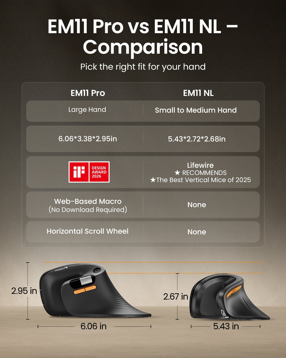 EM11 Pro Ergonomic Vertical Mouse