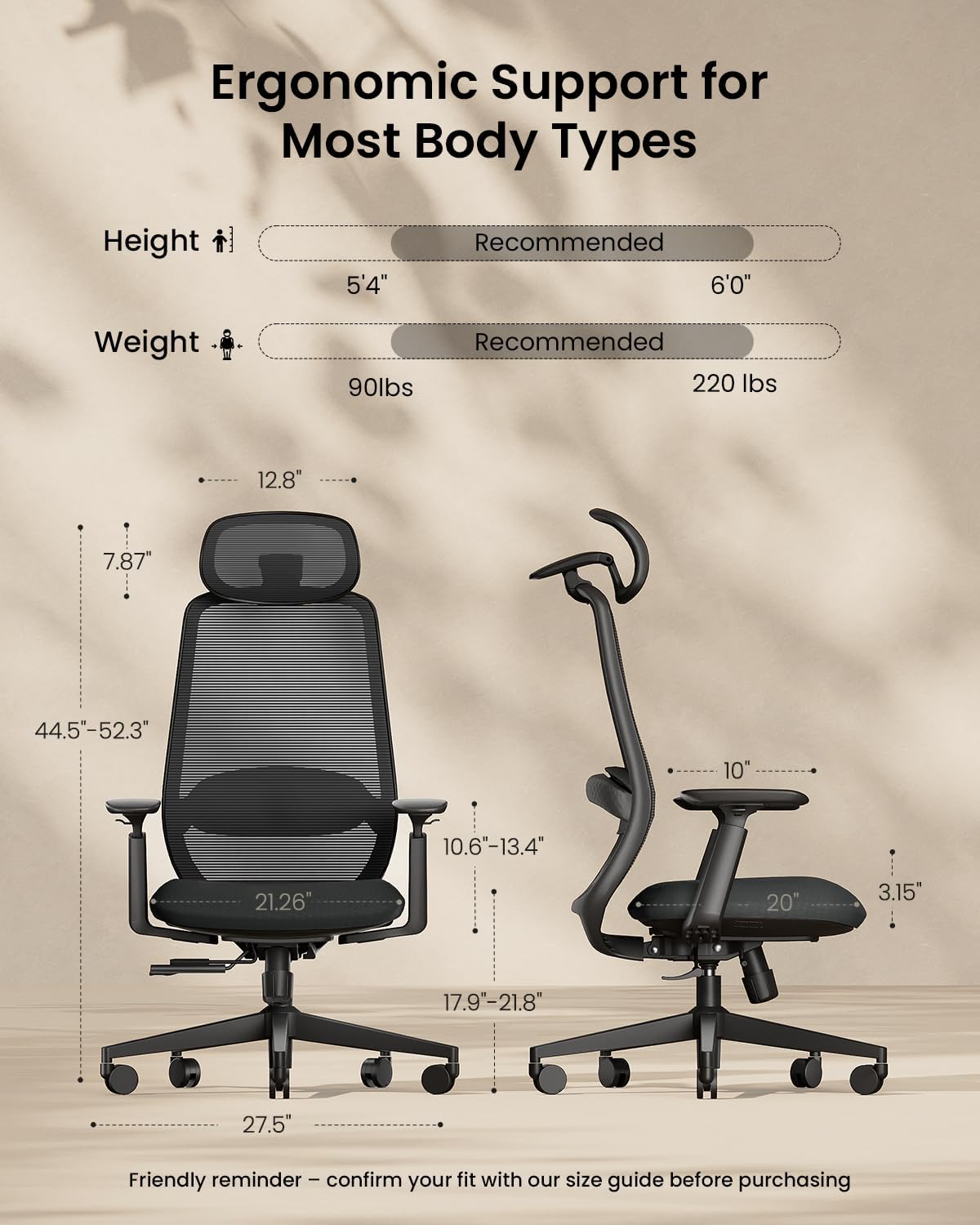 Chaise de bureau ergonomique EC200