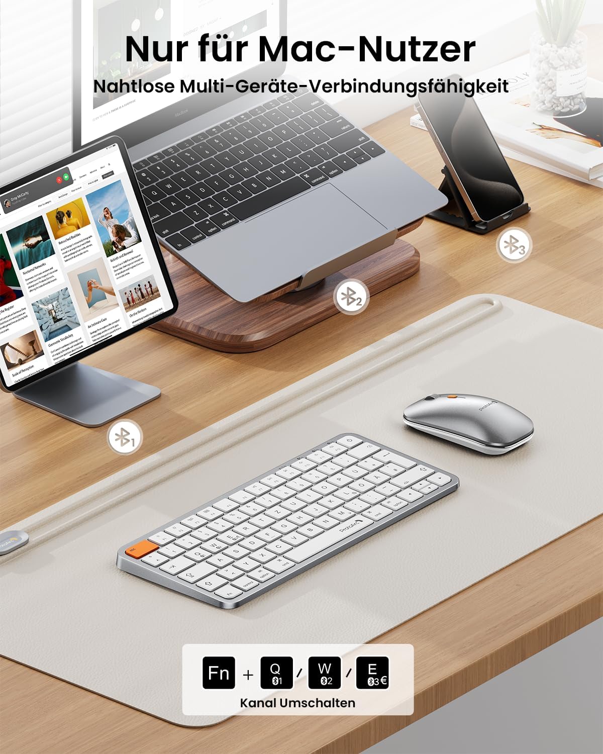 KM90-A Backlit Bluetooth Keyboard and Mouse for Mac