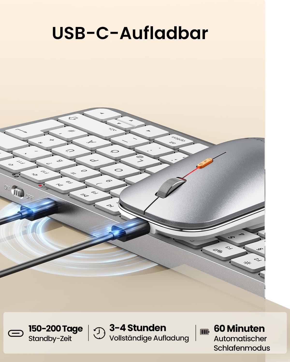 KM90-A Backlit Bluetooth Keyboard and Mouse for Mac