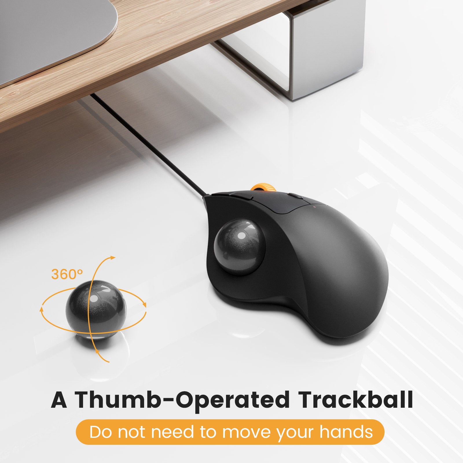 ProtoArc® EM04 Wired Ergonomic Trackball Mouse