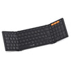 Black XK01 Tri-Fold Bluetooth Keyboard with German DE layout, orange function keys, and visible hinge.