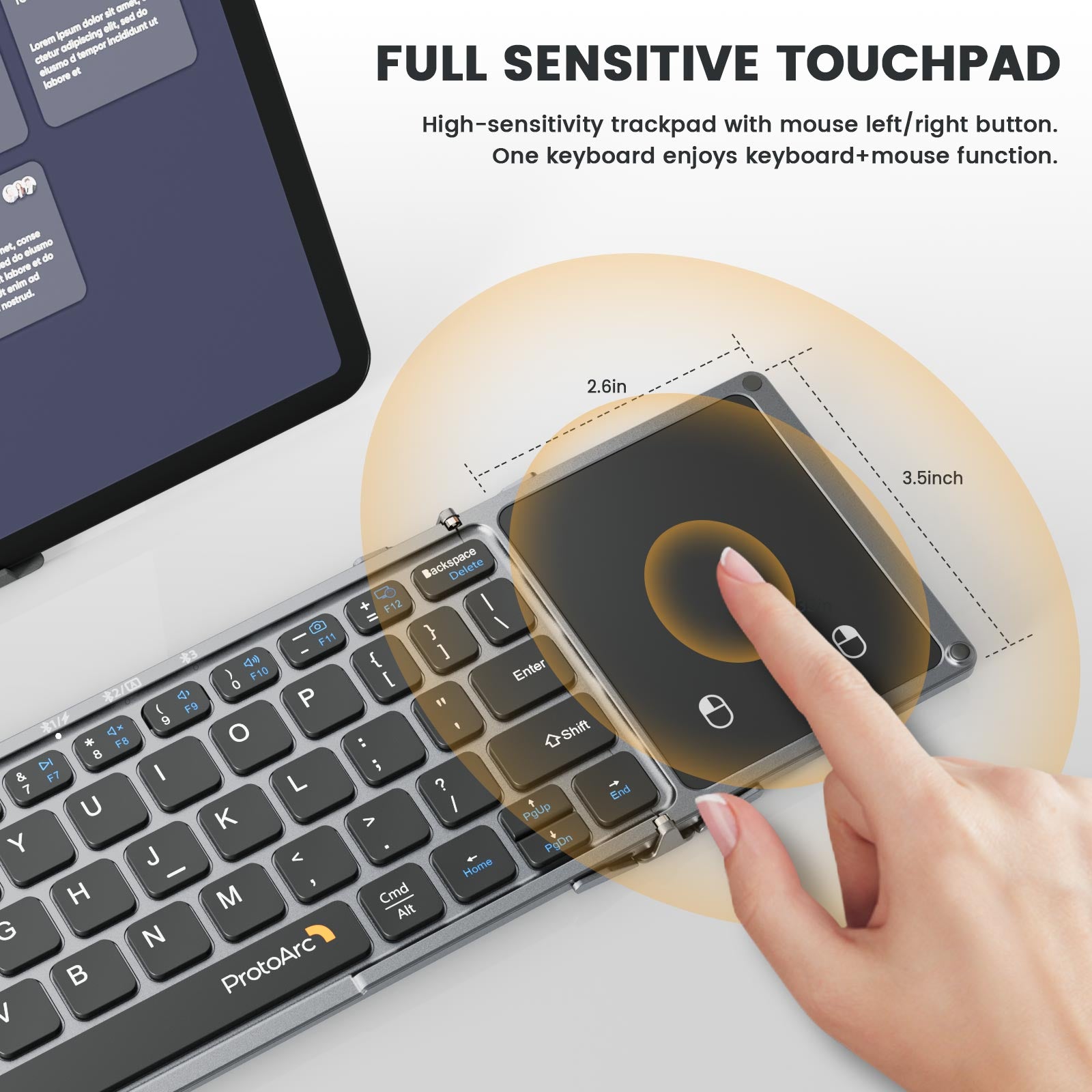 ProtoArc® XK02 Foldable Bluetooth Keyboard with Touchpad