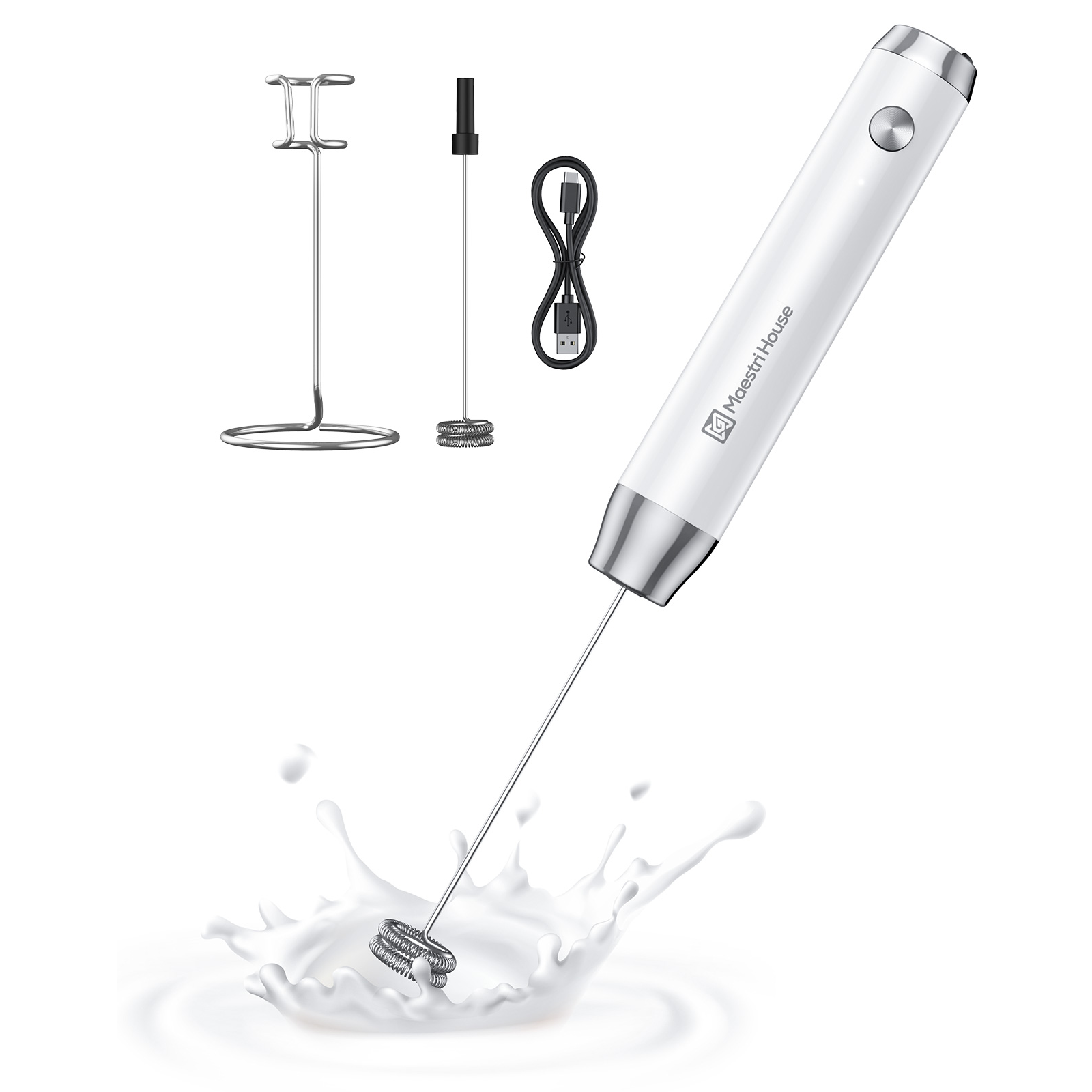 Handheld Electric Milk Frother Waterproof Detachable Stainless