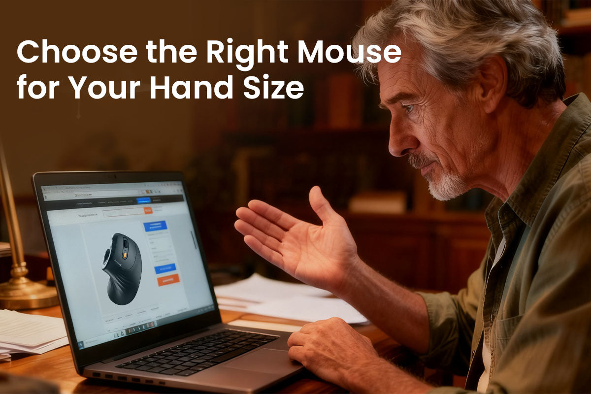 An illustration emphasizing the importance of selecting a mouse that fits your hand size.