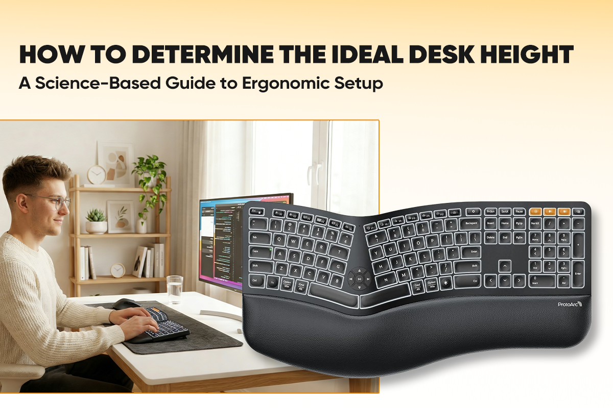How to determine the ideal desk height for an ergonomic keyboard setup at a home office workstation