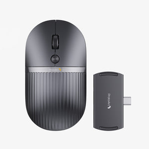 ProtoArc 2 in 1 Travel Hub Mouse, ergonomic design, grey color, with a Type-C hub.