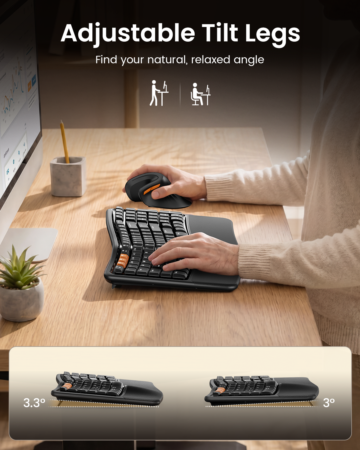 EK02 Wave Keys Ergonomic Keyboard