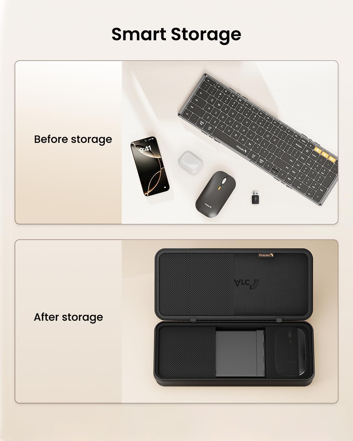 Foldable Keyboard Travel Case - Hard Shell Protector - ProtoArc