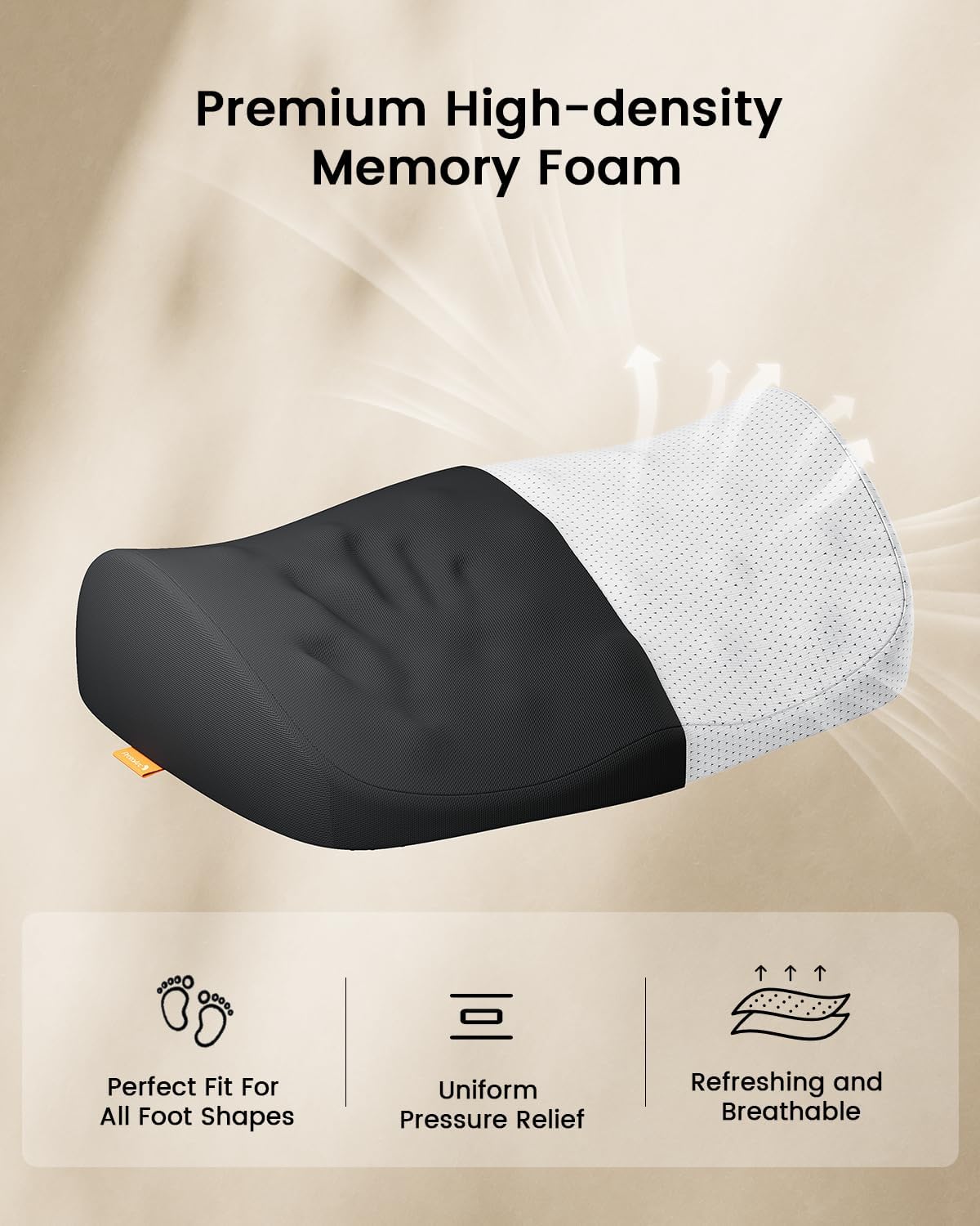 ProtoArc Ergonomic Office Foot Rest Under Desk with Massage Dots | Memory Foam Footrest Cushion for Natural Foot Positioning, Non-Slip Washable Cover, Carry Handle, for Home, Office & Travel