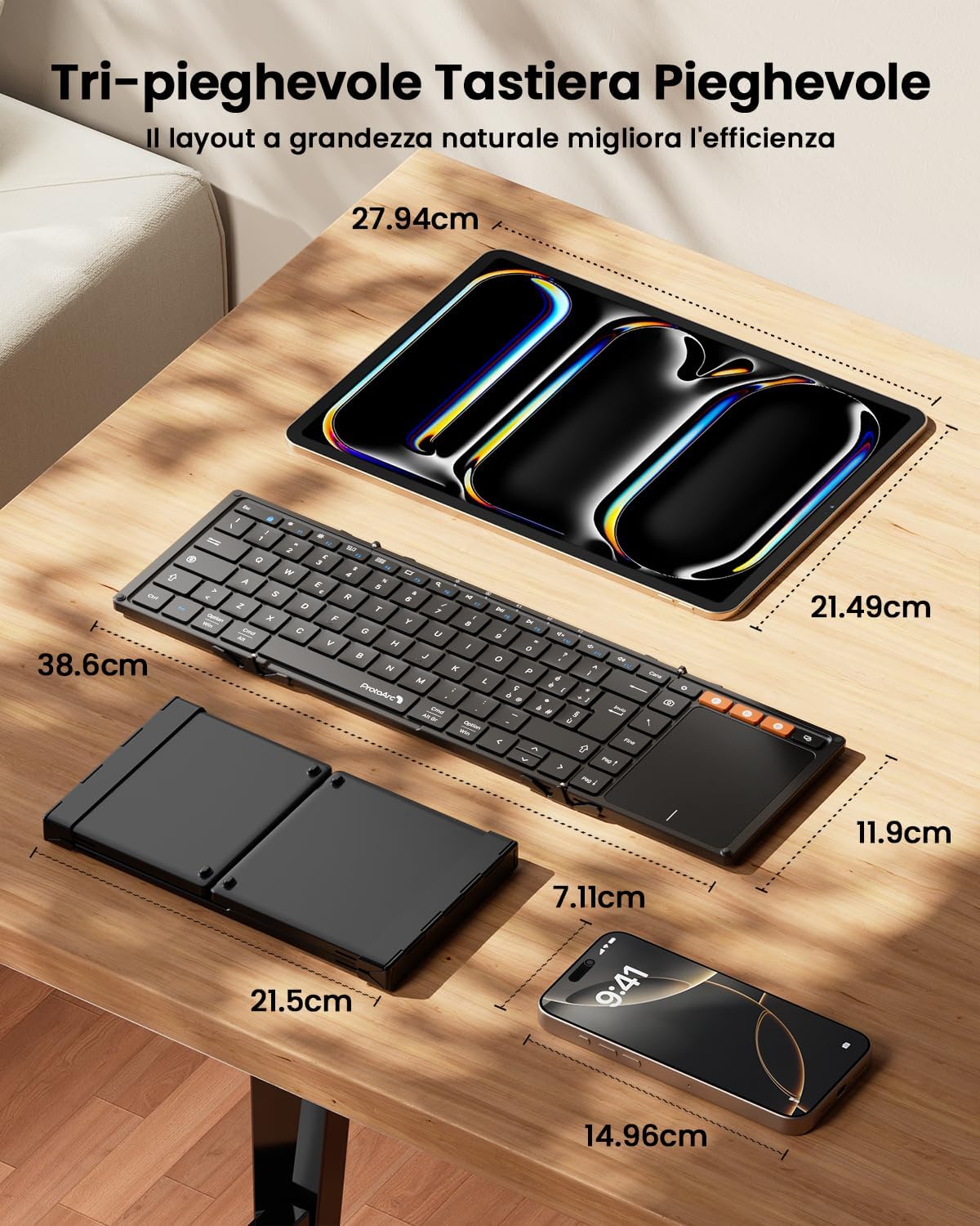Tastiera Pieghevole XK01 TP con Touchpad (Layout IT)