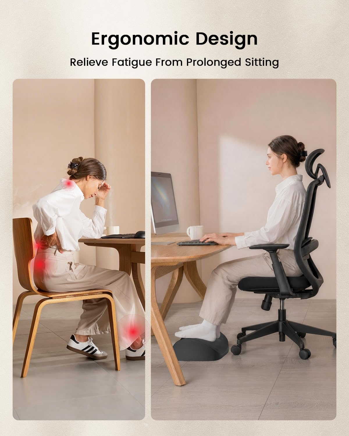ProtoArc Ergonomic Office Foot Rest Under Desk with Massage Dots | Memory Foam Footrest Cushion for Natural Foot Positioning, Non-Slip Washable Cover, Carry Handle, for Home, Office & Travel
