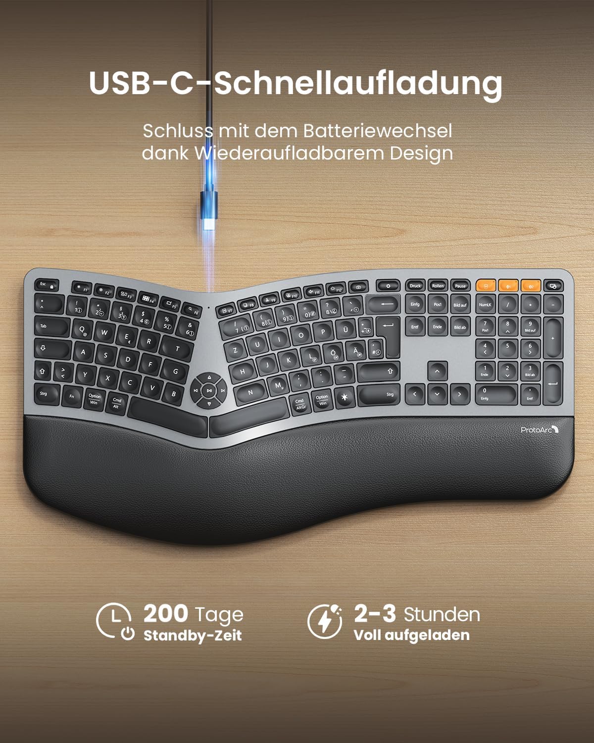 EK01 Plus Ergonomische Geteilte Tastatur (DE Layout)
