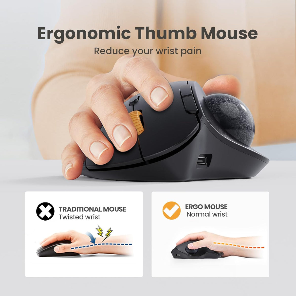 EM04 - Ergonomic Trackball Mouse - ProtoArc