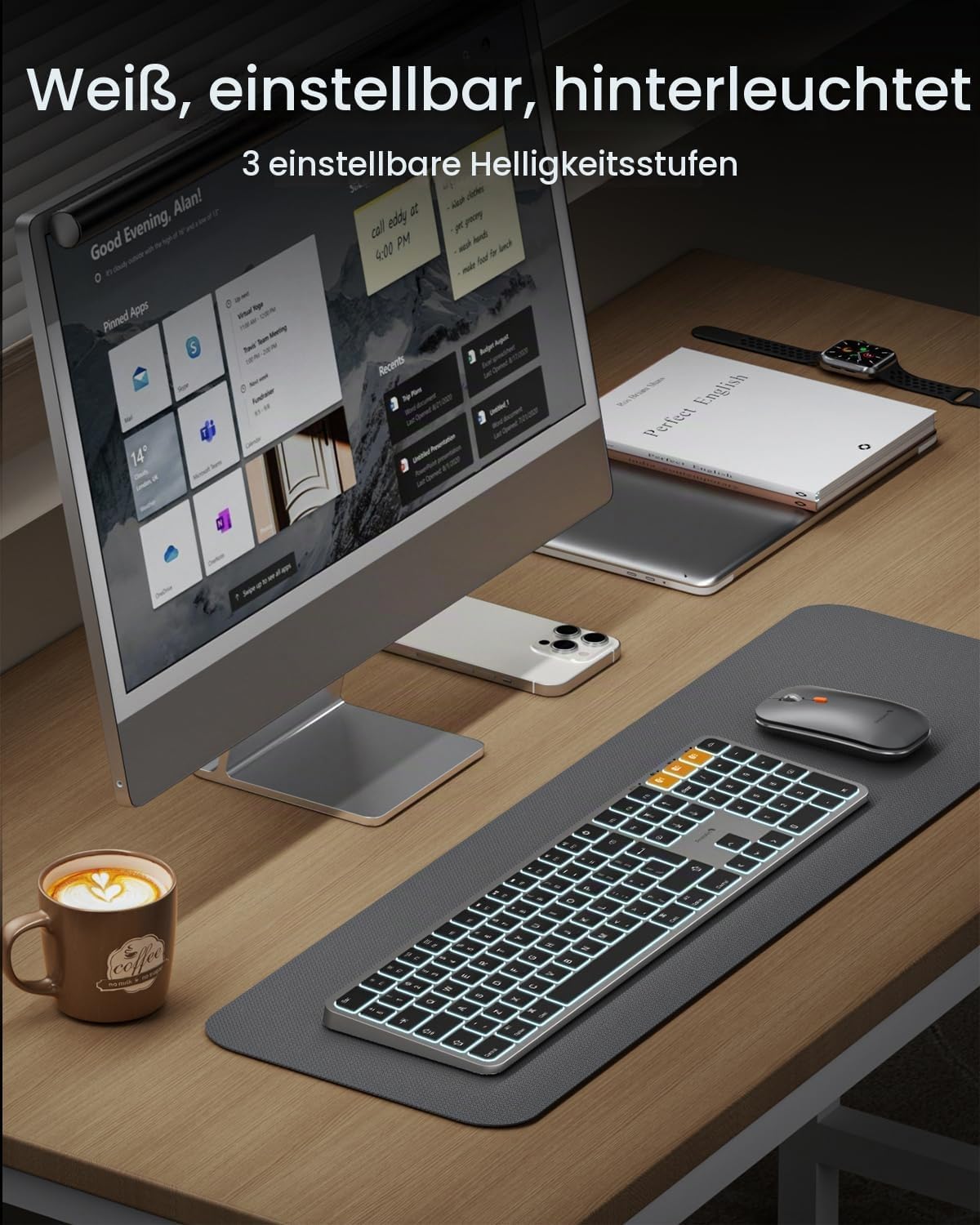 KM100-A beleuchtetes Slim Keyboard & Maus Combo für Mac (DE Layout)