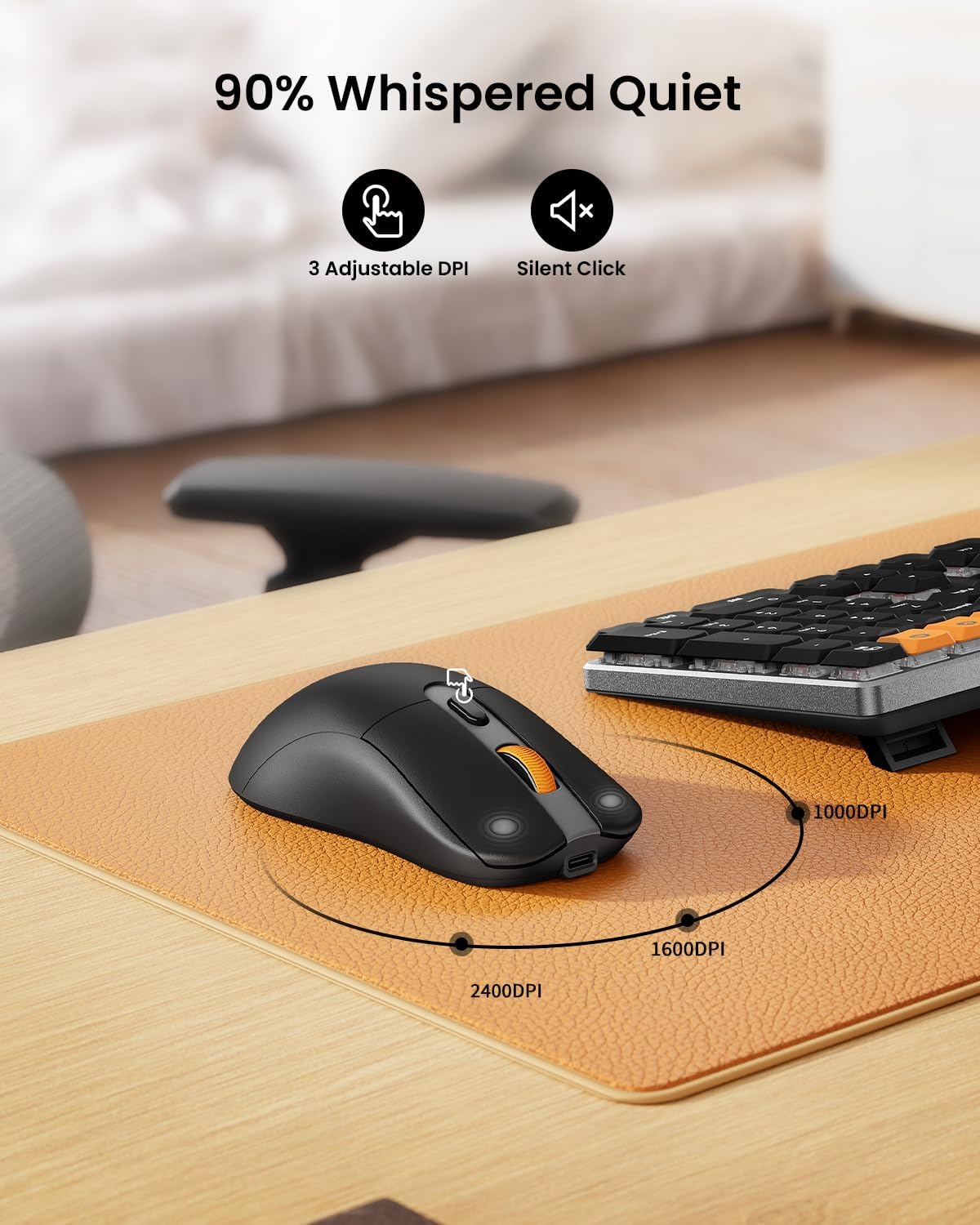 ProtoArc KM310 Wireless Mechanical Keyboard and Mouse, 2.4G+Dual Bluetooth | Low Profile Red Switches, UK QWERTY, USB-C Rechargeable, 3-Device Switching, for Windows/Mac/Android, Space Gray