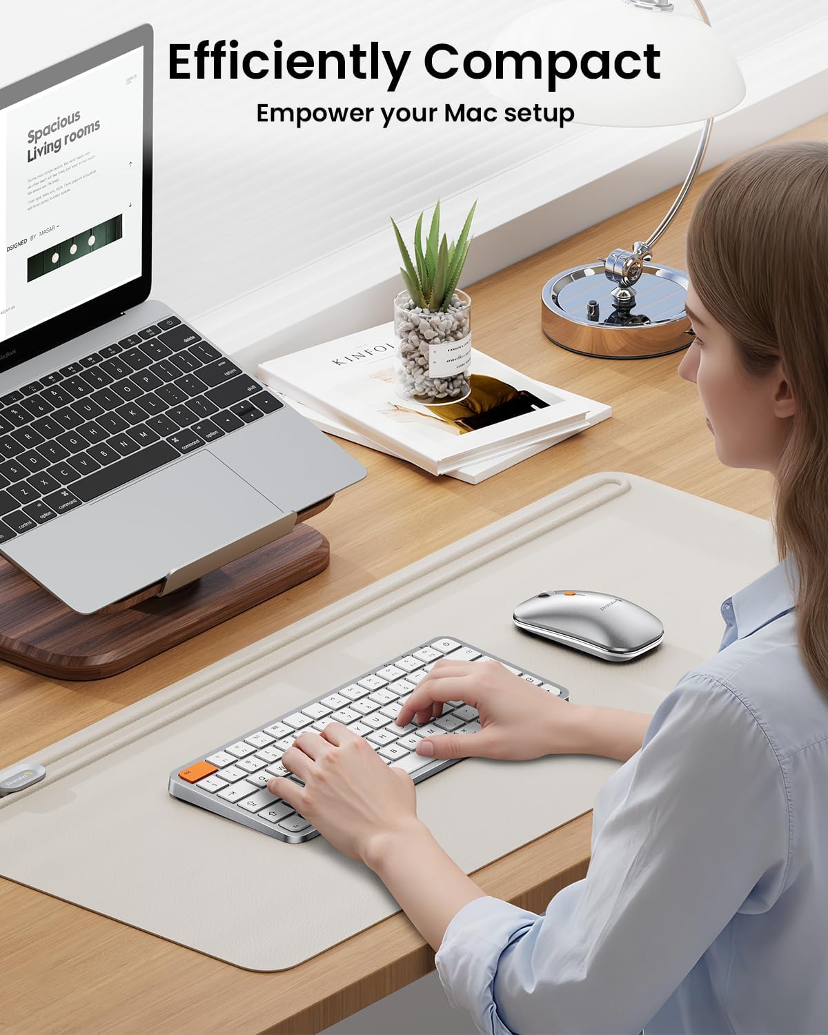 ProtoArc Backlit Compact Bluetooth Keyboard and Mouse for Mac, KM90-A Multi-Device Wireless Keyboard Mouse for Mac, Quiet and Rechargeable, for MacBook Pro/Air, iPad - White Silver