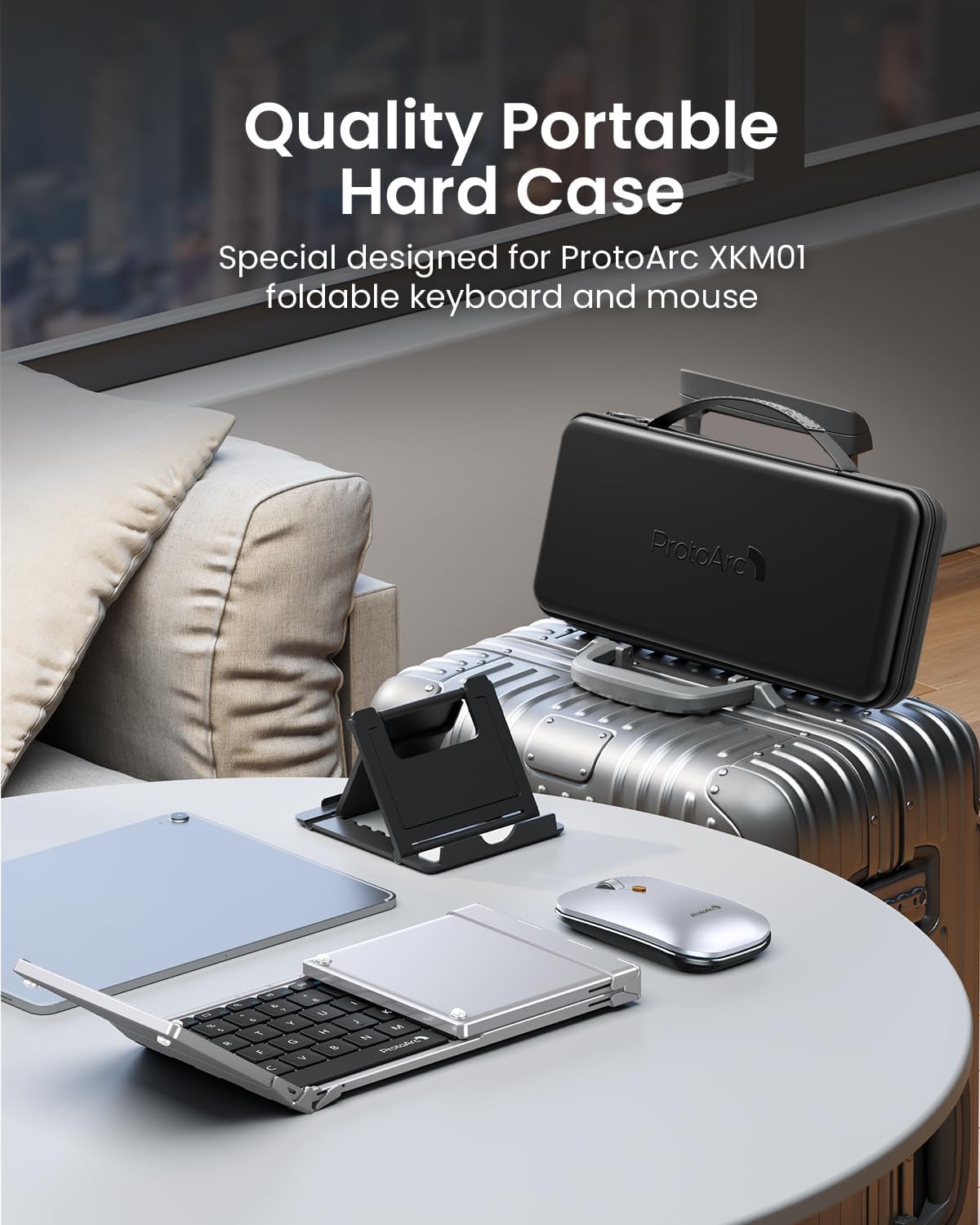 ProtoArc XKM01 keyboard and mouse combo with quality hard case. Ideal for travel and business.