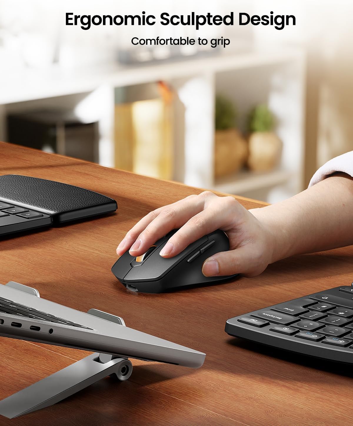 ProtoArc Ergonomic Keyboard Mouse, EKM04 2.4GHz Wireless Ergo Keyboard Mouse Combo, Separate Numeric Keypad, Split Design, Wrist Rest, Rechargeable, for Desktop, PC, Laptop, Windows