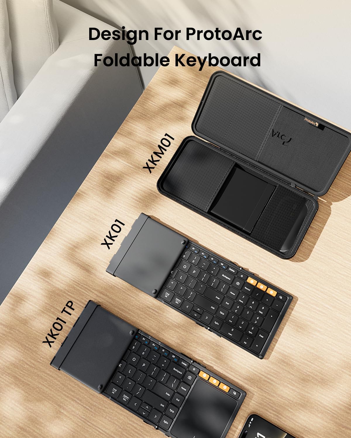 ProtoArc Travel Foldable Keyboard Case, Hard Shell Portable Keyboard Carrying Cases, Compatible with Foldable Keyboards XK01/XK01 TP/XK01 Plus & Keyboard Mouse Combo XKM01, Only Case