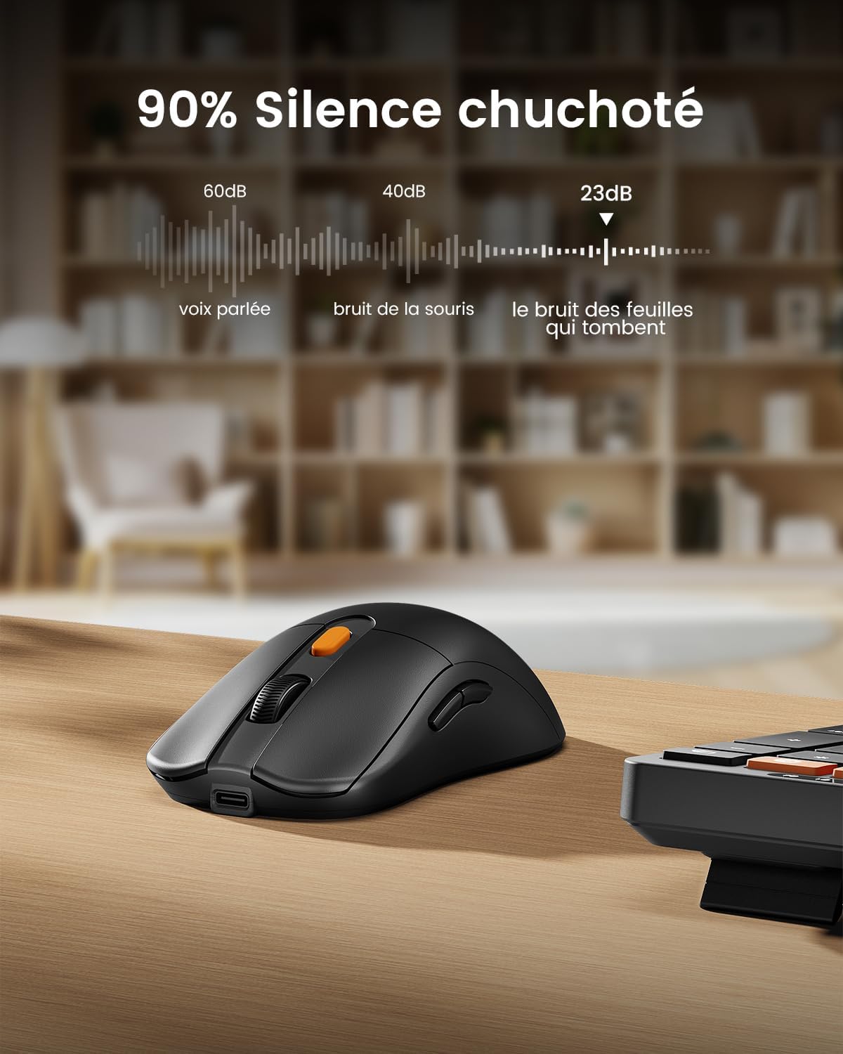 ProtoArc KM60 Pack Clavier Bluetooth Souris sans Fil, Rechargeable | avec Repose-Poignet, Pleine Taille, AZERTY Français, 2,4G + 2*Bluetooth, pour Portable, PC, Mac, Windows - Noir