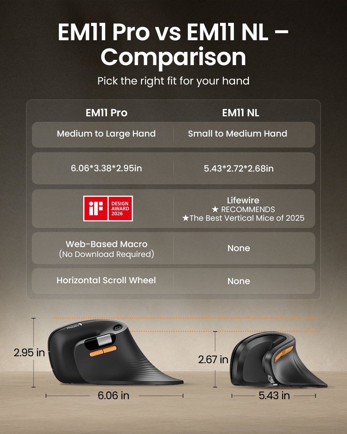 EM11 Pro Ergonomic Vertical Mouse