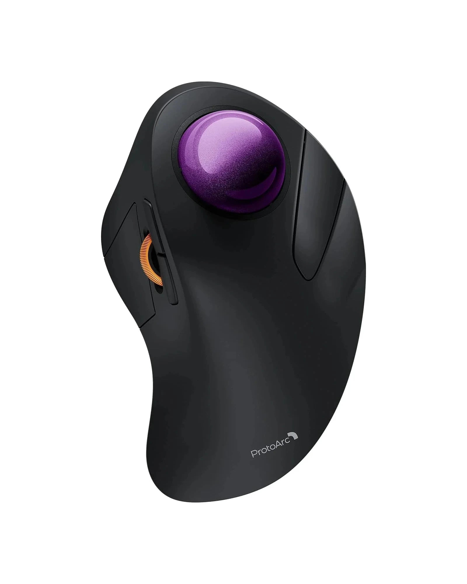 EM03 NL Ergonomic Trackball Mouse with a purple trackball and black matte finish