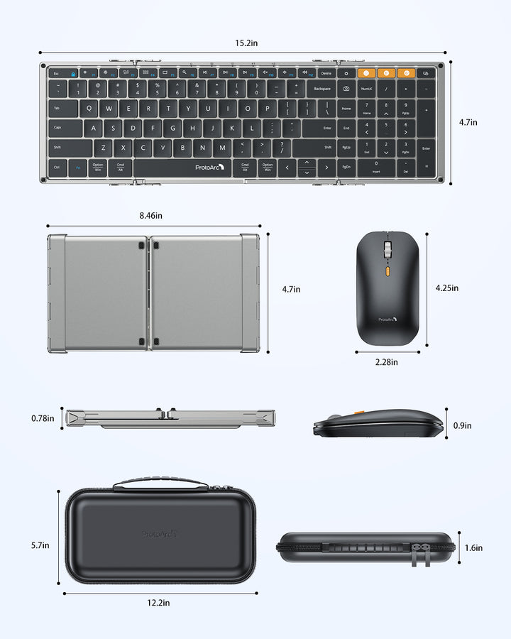 XKM01 Tri-Fold Bluetooth Keyboard and Mouse Combo