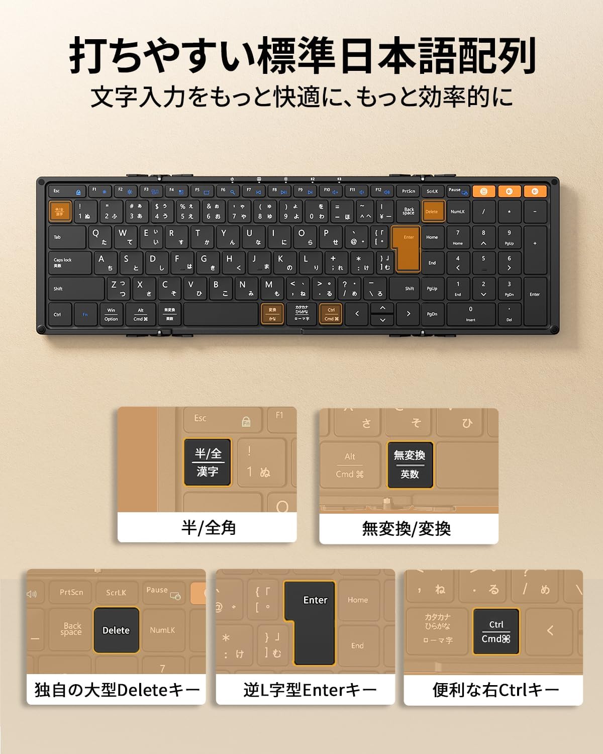 XKM01 - 携帯型フルサイズ折りたたみキーボード＆マウスコンボ - ProtoArc