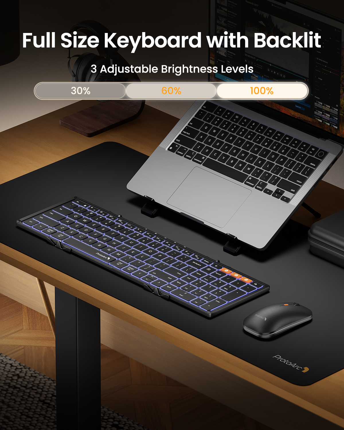 ProtoArc XKM01 Pro Backlit Foldable Keyboard & Mouse<