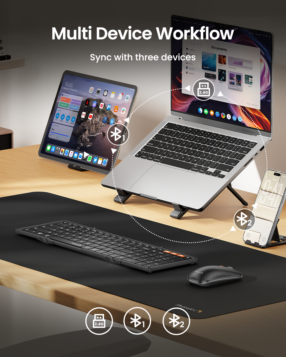 XKM01 Pro Foldable Keyboard & Mouse Combo