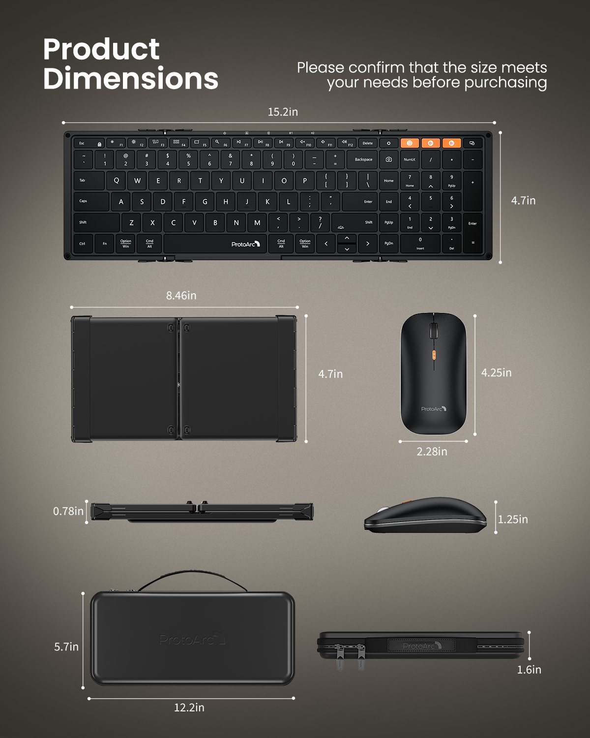 ProtoArc XKM01 Pro Backlit Foldable Keyboard & Mouse<