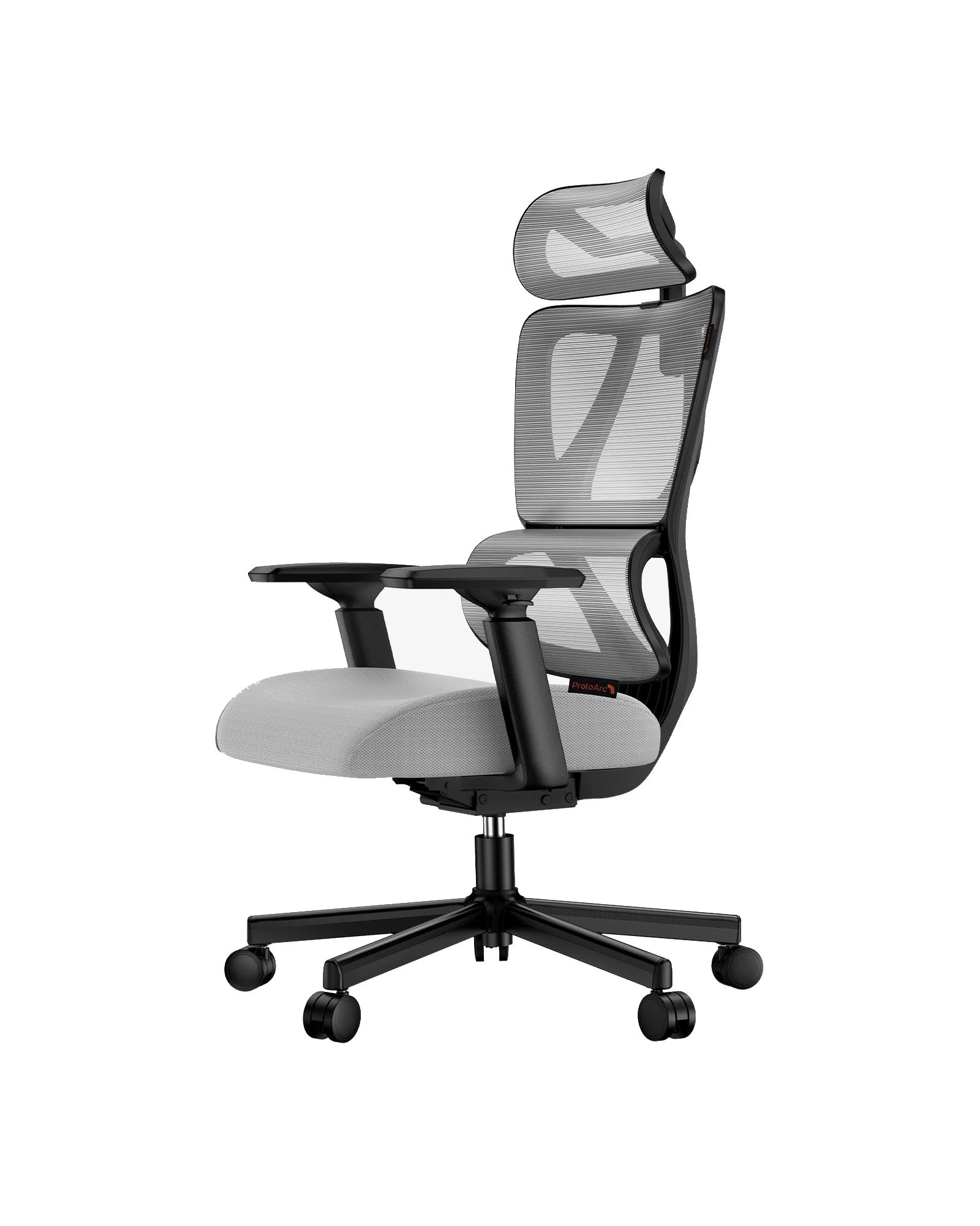 EC100 Ergonomic Mesh Office Chair in grey with adjustable headrest and armrests