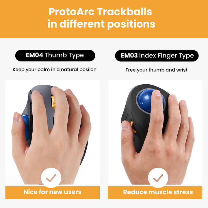 EM04 Ergonomic Bluetooth Trackball Mouse