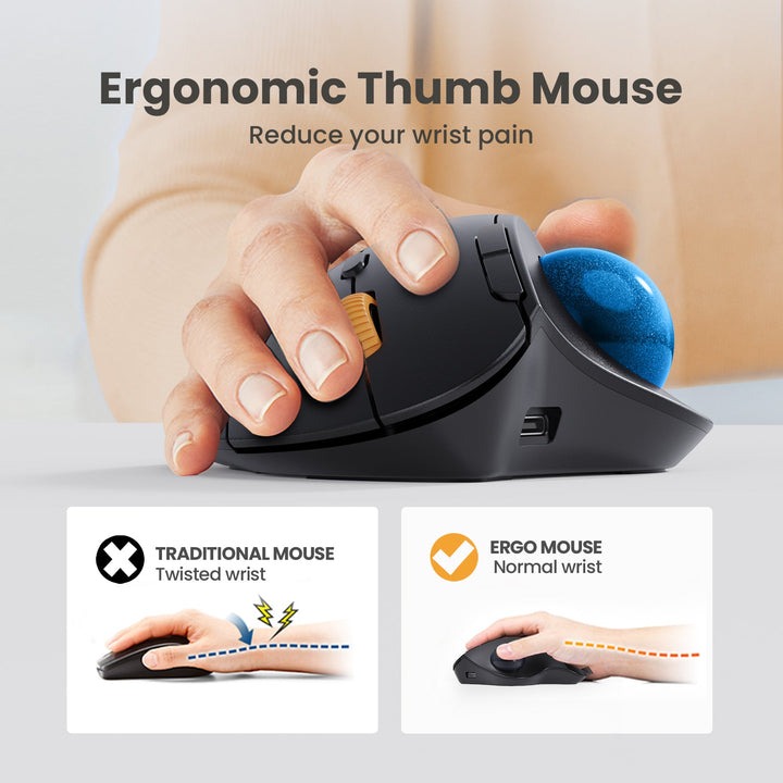EM04 Ergonomic Bluetooth Trackball Mouse (UK Version)