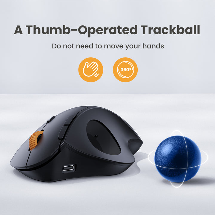 EM04 Ergonomic Bluetooth Trackball Mouse