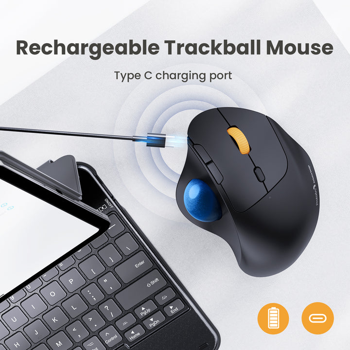 EM04 Ergonomic Bluetooth Trackball Mouse