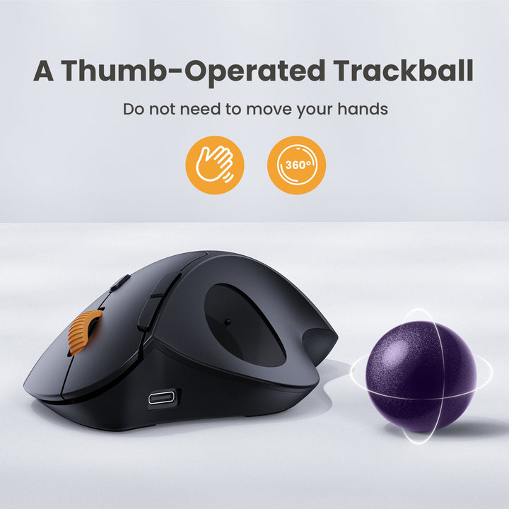 EM04 Ergonomic Bluetooth Trackball Mouse (UK Version)